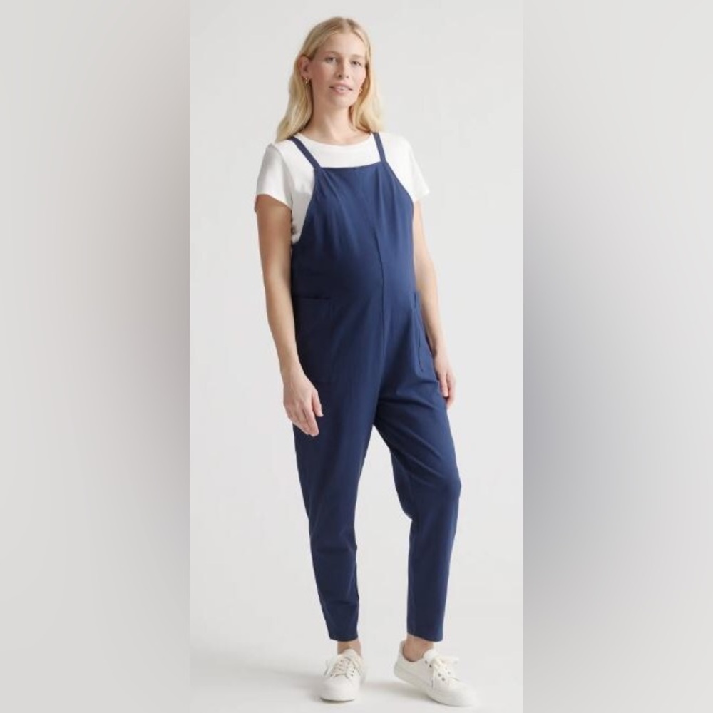 Quince Organic Cotton Maternity Overalls in Navy - Medium - NWOT